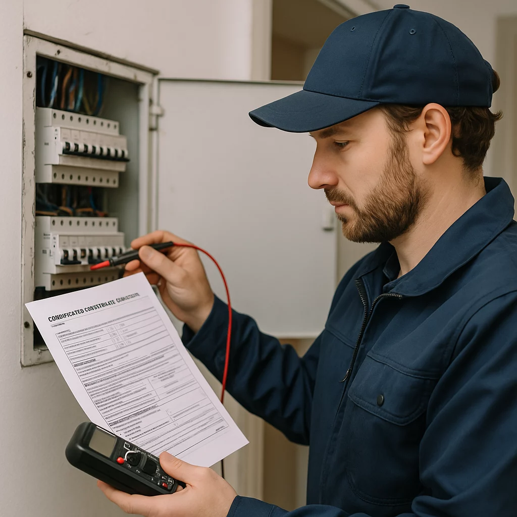 Illustration : remplacer certificat électrique vinçotte